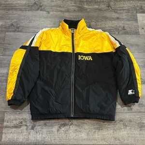 Vintage 90s Starter Iowa Hawkeyes Puffer Jacket Black Gold - Men's Size XL